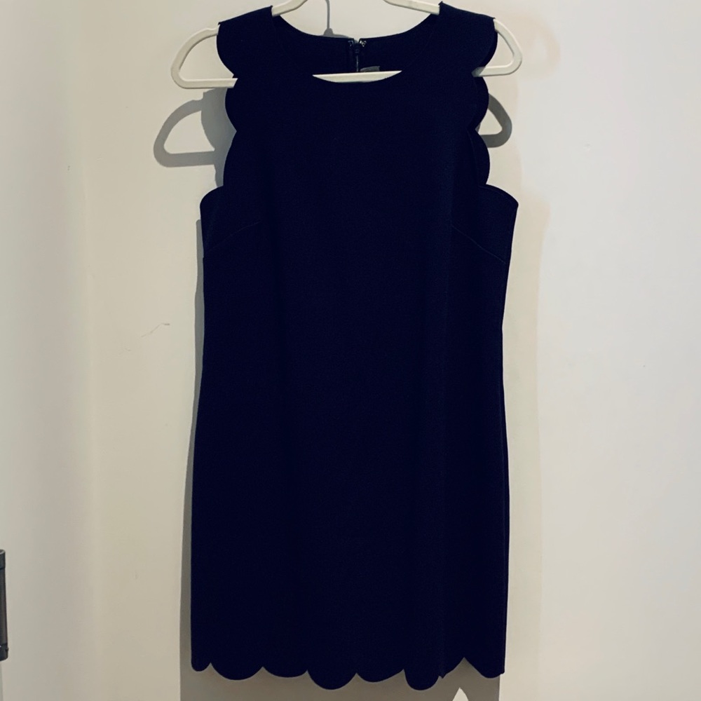 EUC J.Crew Navy Blue Scalloped Dress size 10